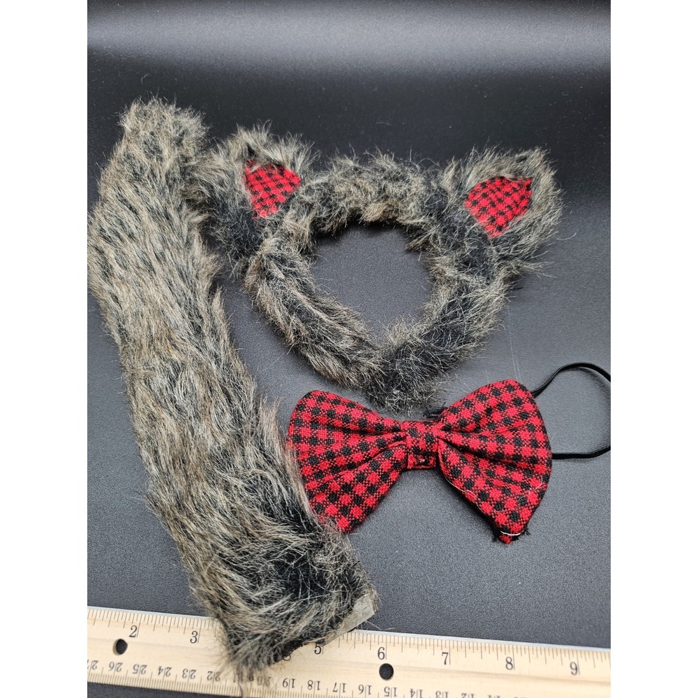 Big Bad Wolf Ears Bowtie & Tail Halloween Costume Set Accessories ~ Cosplay